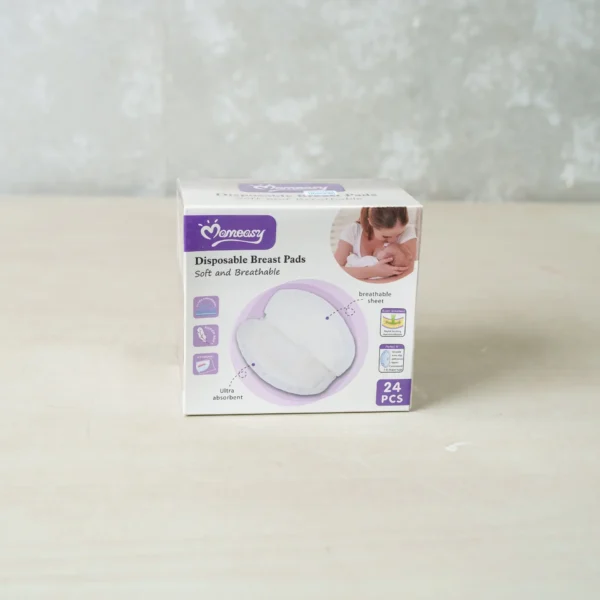 Close-up of Monceasy Disposable Breast Pads – showing pad texture and design on product packaging.