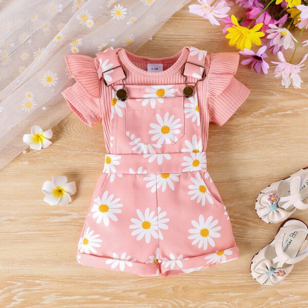 Baby Girl Floral Dungaree Set img1