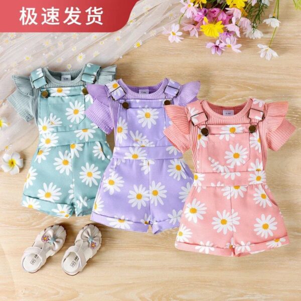 Baby Girl Floral Dungaree Set img1