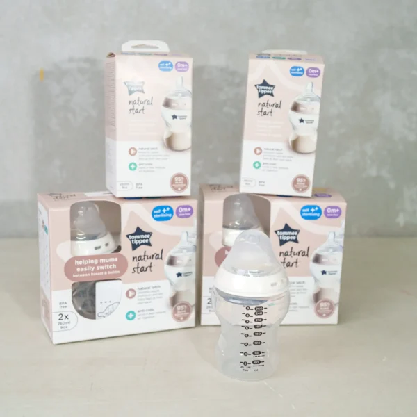 ommee Tippee Single Bottle with anti-colic technology, BPA-free material, and natural latch nipple design, perfect for seamless bottle-feeding.